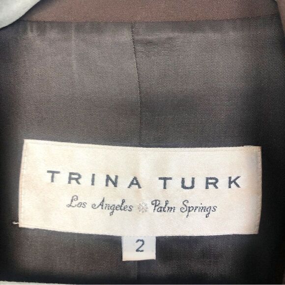 TRINA TURK | Single Button Flare Sleeve Chocolate Brown Blazer Women’s Size 2 - Picture 8 of 9